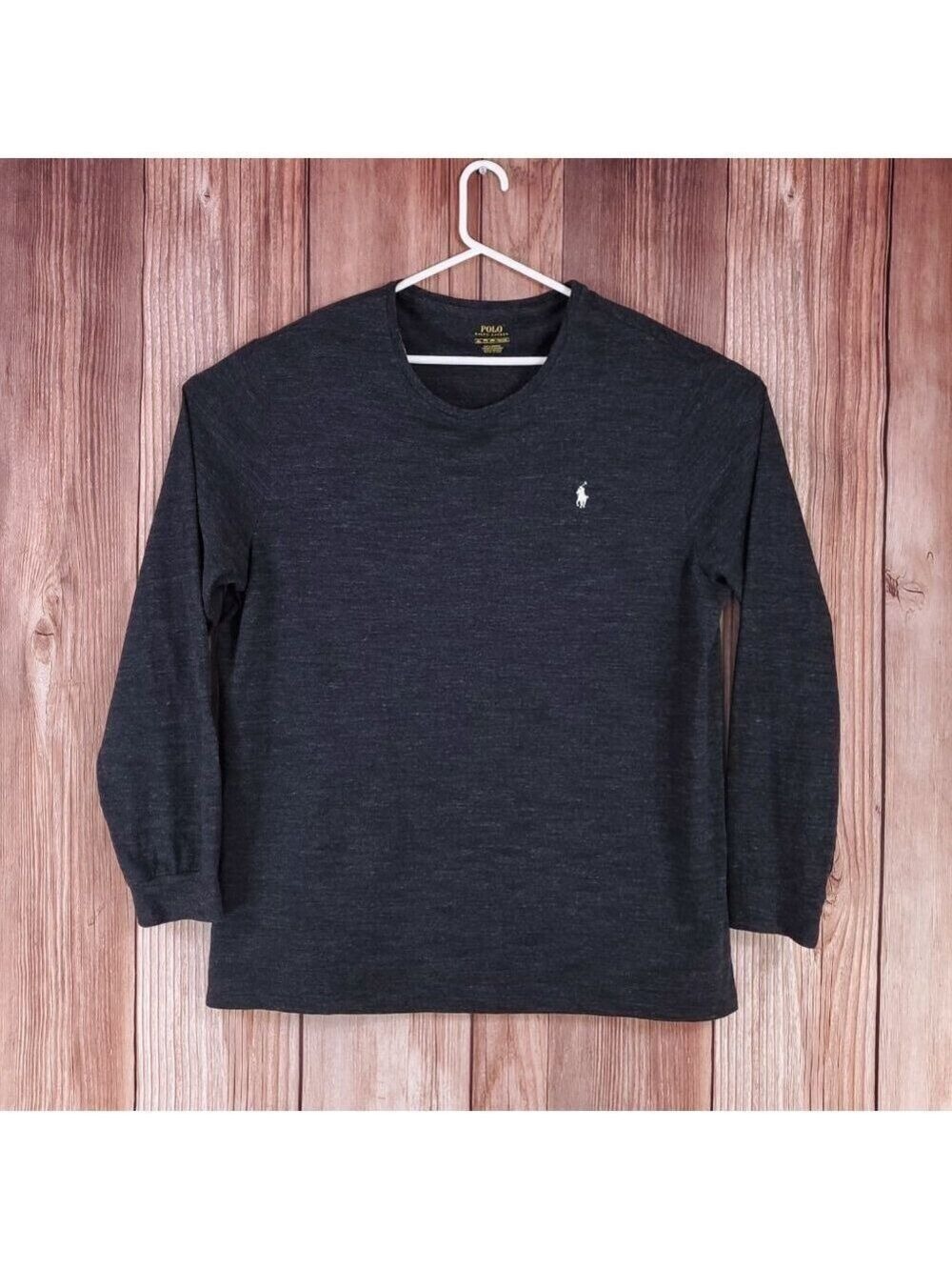 Polo Ralph Lauren Mens Size XXL Heather Gray Crewneck Long Sleeve Shirt Pony